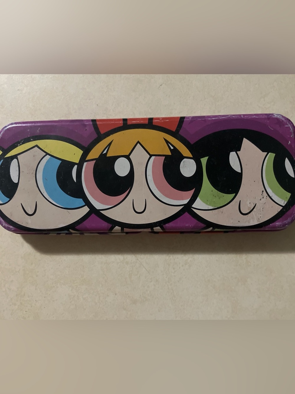 Powerpuff Girls metal pencil case with mini ruler 8x3